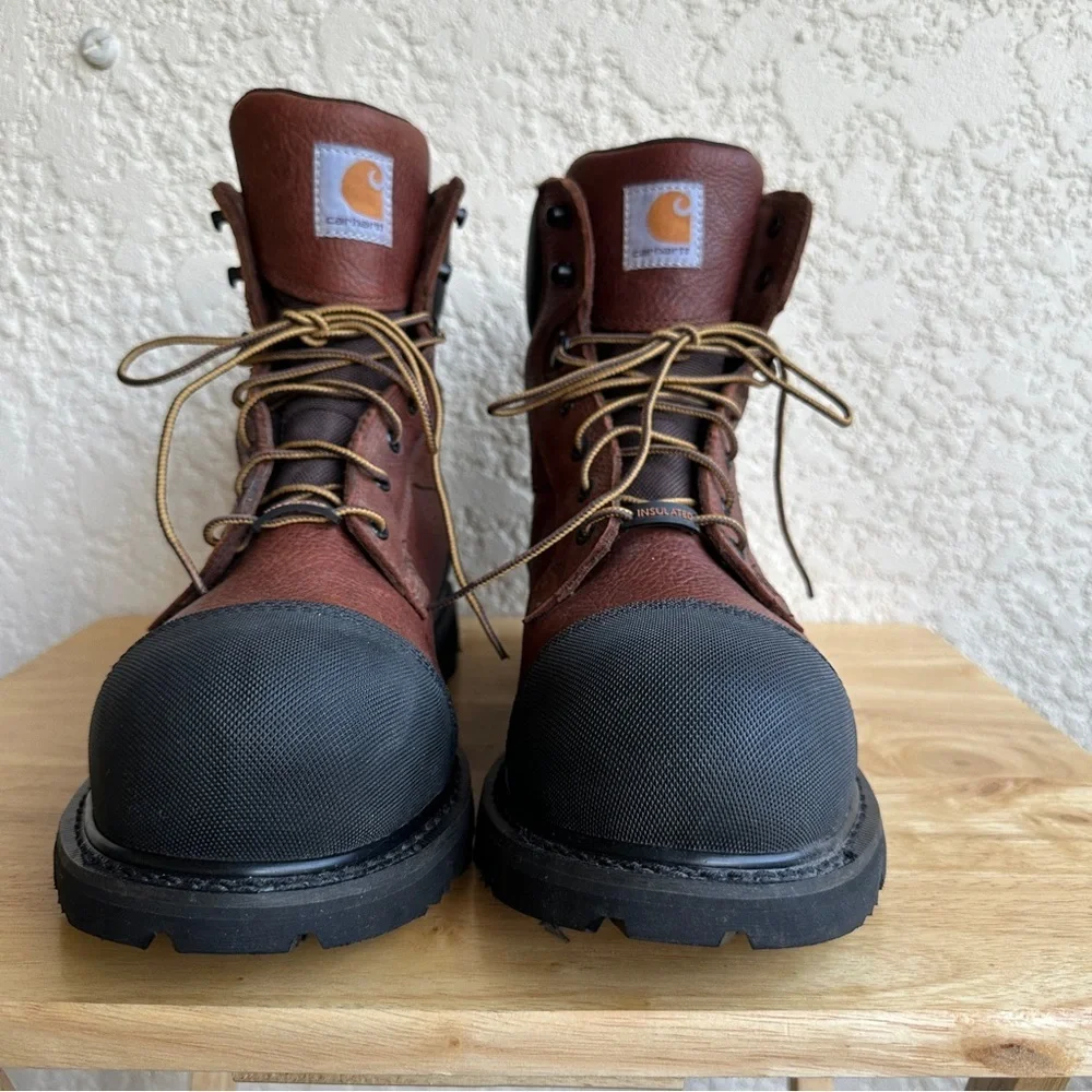 Carhartt Men's 6" Brown Leather Work Boots Insulated Waterproof Steel Toe Sz 13 - Picture 4 of 12